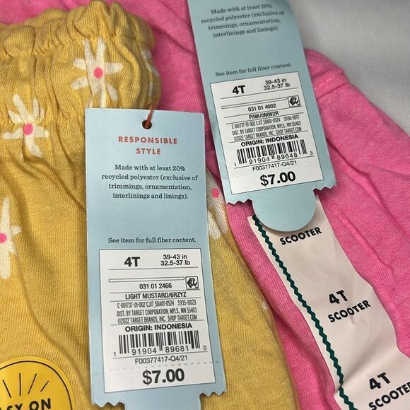 BUNDLE of 2 Cat & Jack Pink and Yellow Scooter Skirts with Shorts Size 4T - Picture 7 of 8